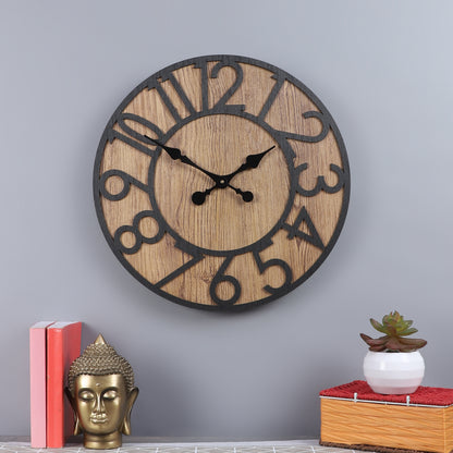 Stylish Leather-Coated 1-12 Engineered Wood Wall Clock