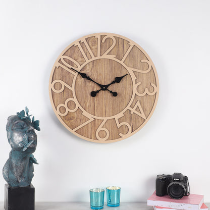 Exclusive 16-Inch Wall Clock with Brown Numeral Finish