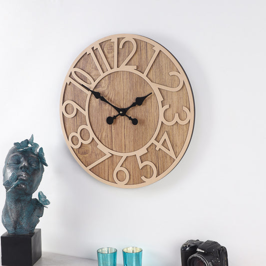 Exclusive 16-Inch Wall Clock with Brown Numeral Finish