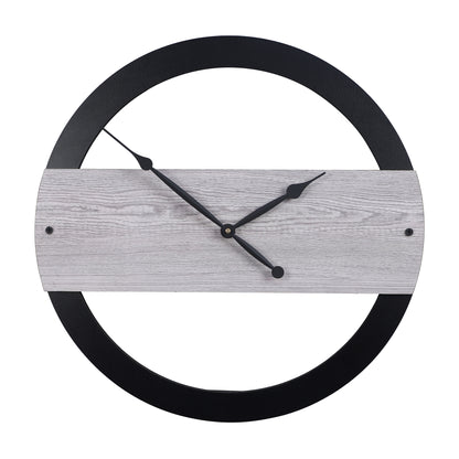 Elegant 16-Inch Grey Wall Clock with Black Round Design