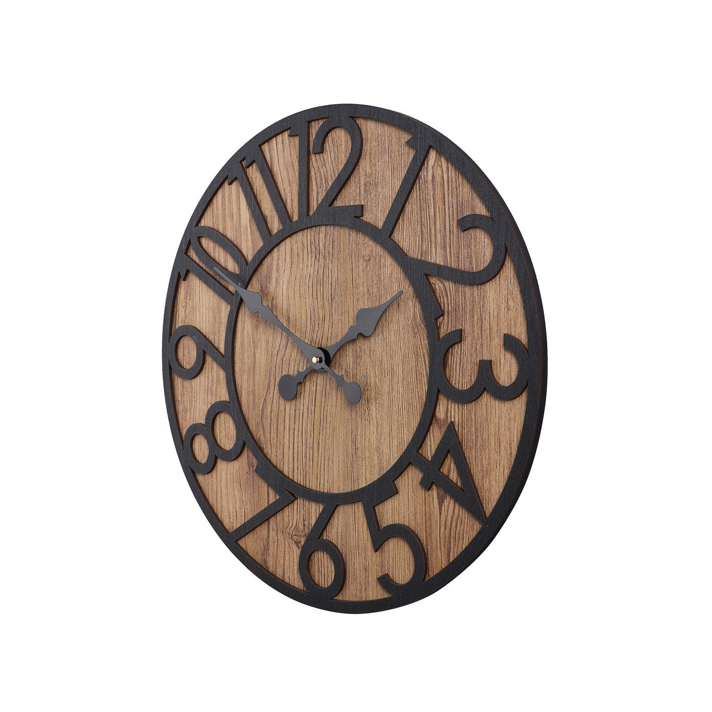 Stylish Leather-Coated 1-12 Engineered Wood Wall Clock