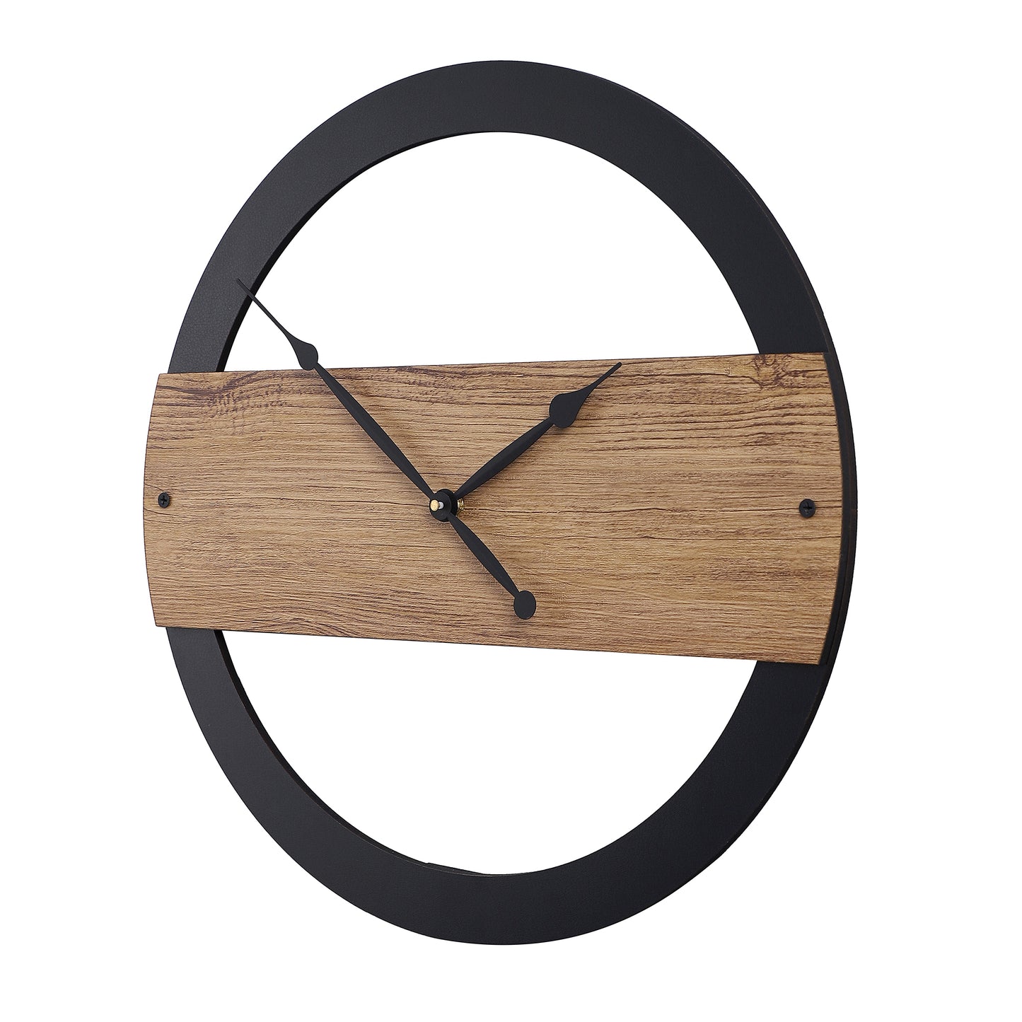 Elegant 16-Inch Brown Wall Clock with Black Round Design