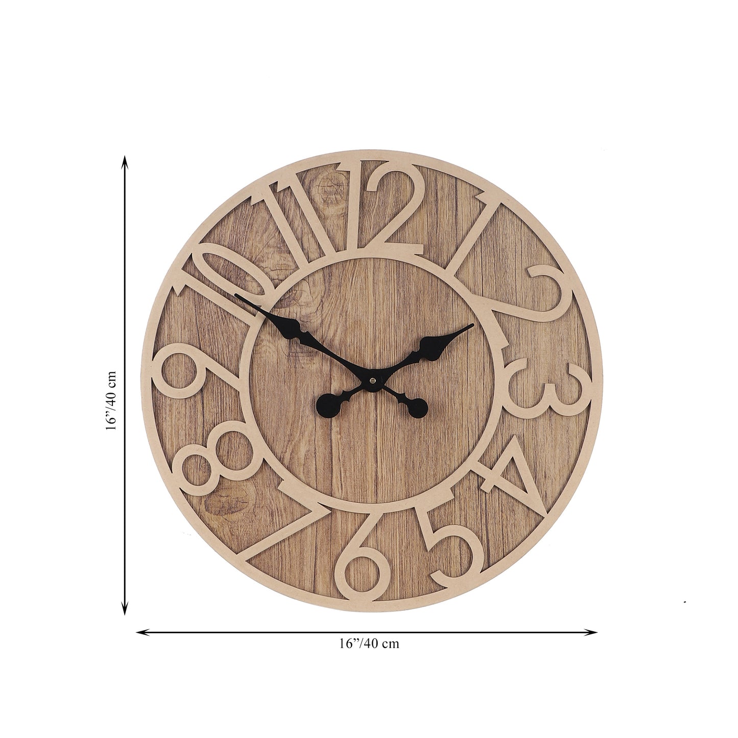 Exclusive 16-Inch Wall Clock with Brown Numeral Finish