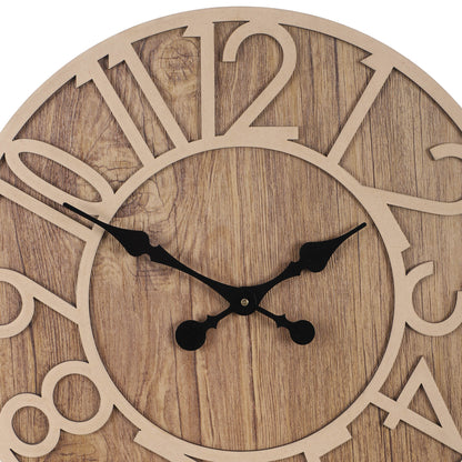 Exclusive 16-Inch Wall Clock with Brown Numeral Finish