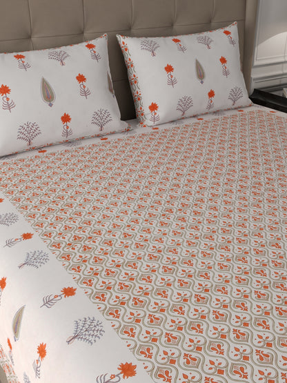 Luxurious Super King Size Pure Organic Cotton Hand Block Printed Bedsheet