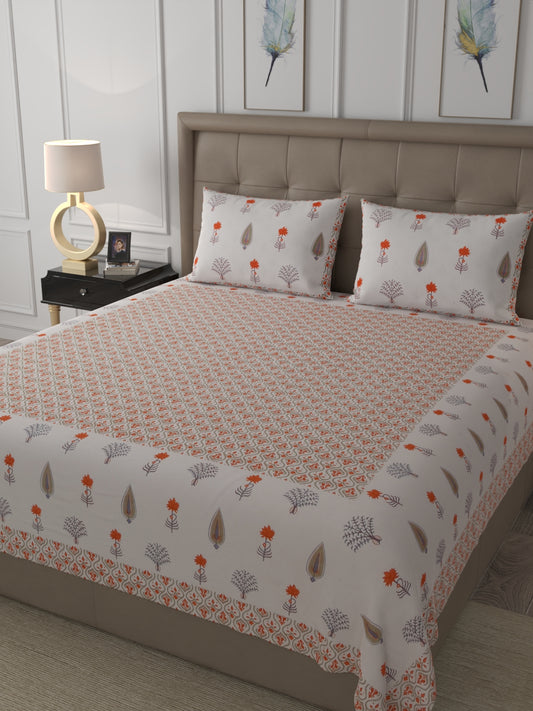 Luxurious Super King Size Pure Organic Cotton Hand Block Printed Bedsheet